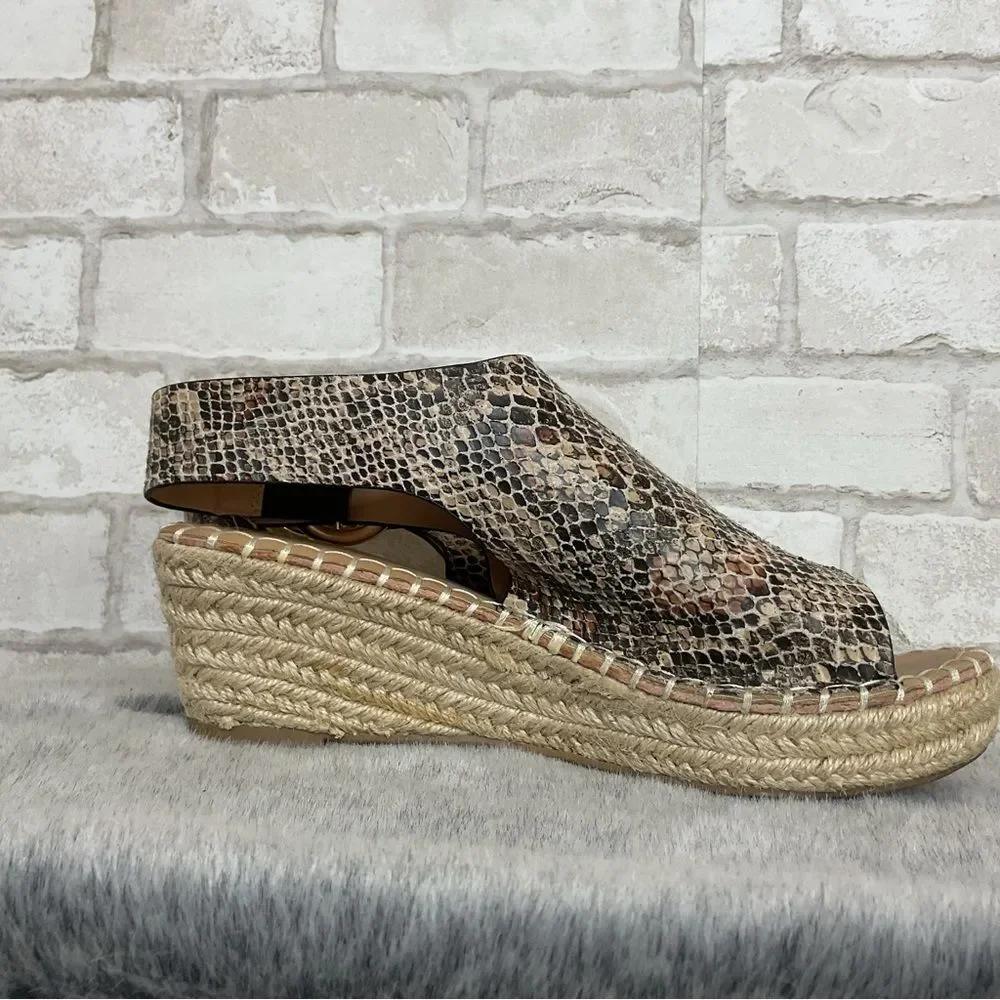 Catherine Malandrino Cirkly Espadrille Snakeskin Print Wedge Sandals Size 8